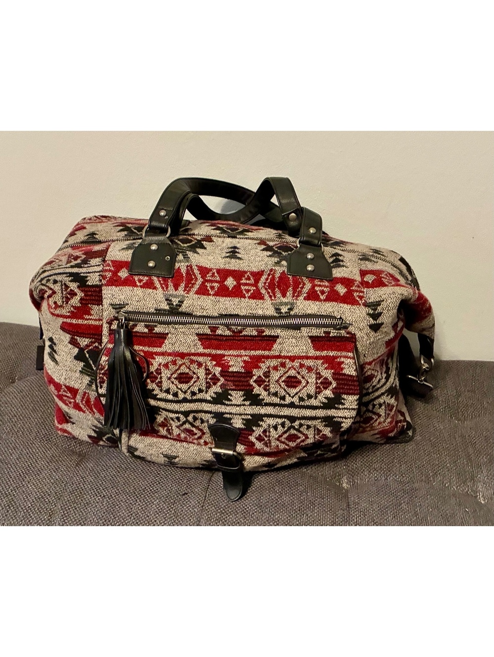 Southwestern Aztec Print Weekender Duffel Bag Boho Travel Carry-On Luggage